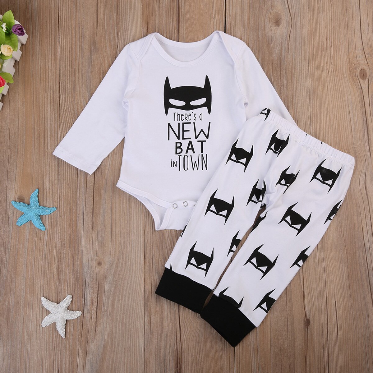 Hot Batman Newborn Baby Boy Outfits Clothes Tops Romper Pants Leggings Set 2PCS - ebowsos