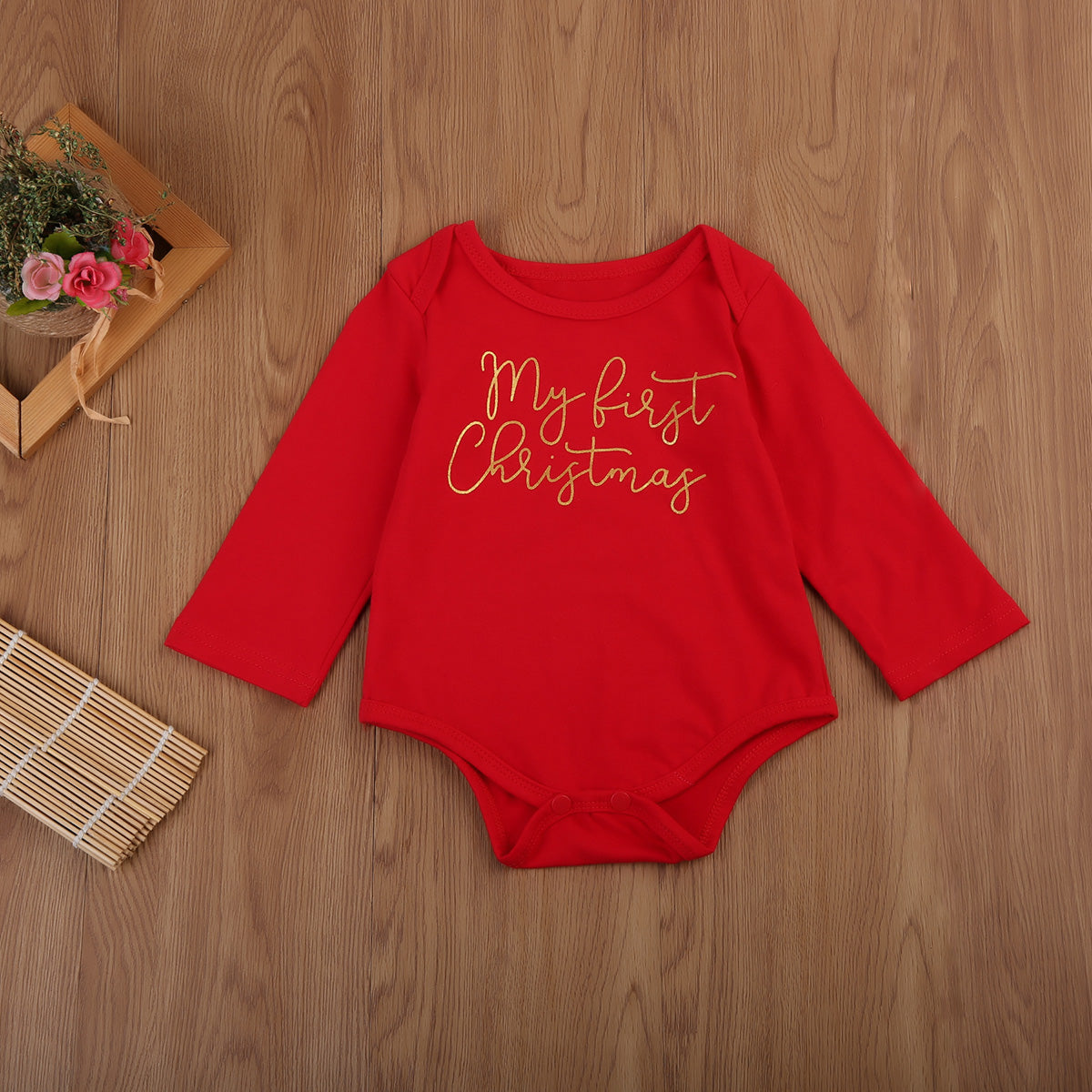 Hot Infant Baby Boy Girl Christmas Long Sleeve Cotton Bodysuit Letter O-neck Jumpsuit Playsuit - ebowsos