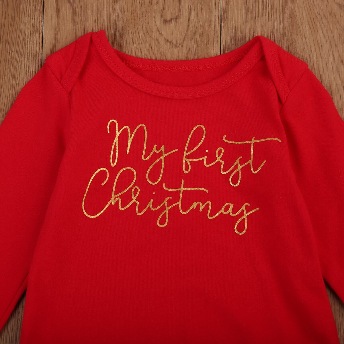 Hot Infant Baby Boy Girl Christmas Long Sleeve Cotton Bodysuit Letter O-neck Jumpsuit Playsuit - ebowsos