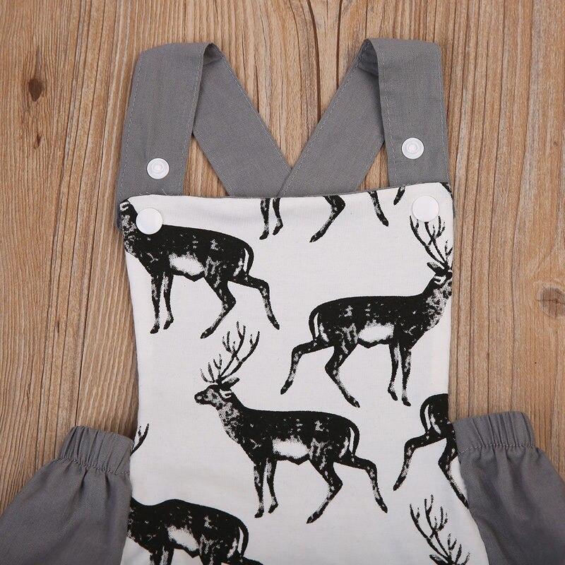 Hot Infant Baby Girl Boy Bodysuit Gray Animals Deer Sleeveless Jumpsuit Outfit Sunsuit Clothes - ebowsos