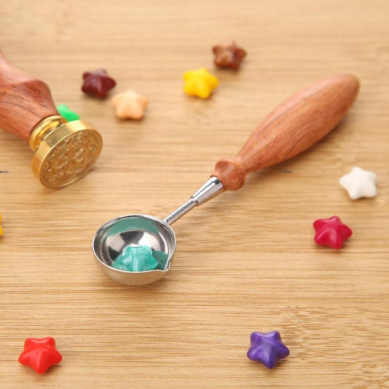 Hot Multifunctional Sealing Wax Spoon Wood Handle Retro Wax Stamping Spoons Invitation Cards Decorative Stamps Craft 2019 New - ebowsos