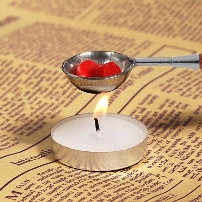 Hot Multifunctional Sealing Wax Spoon Wood Handle Retro Wax Stamping Spoons Invitation Cards Decorative Stamps Craft 2019 New - ebowsos