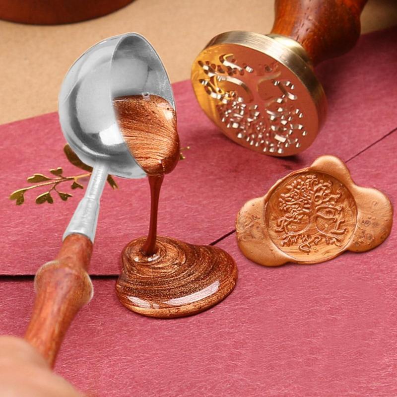 Hot Multifunctional Sealing Wax Spoon Wood Handle Retro Wax Stamping Spoons Invitation Cards Decorative Stamps Craft 2019 New - ebowsos