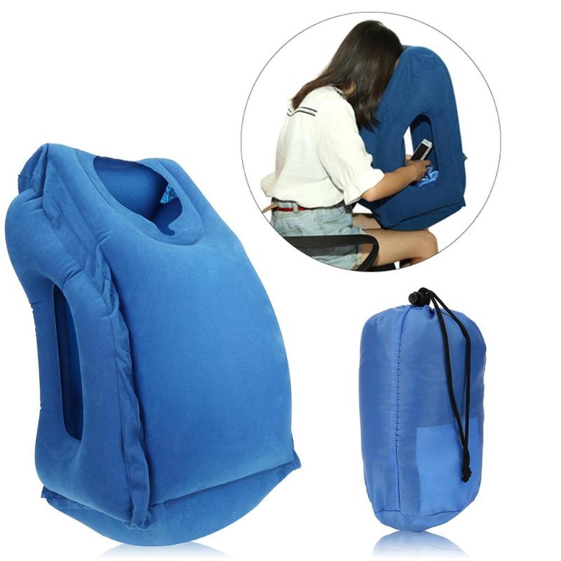 Hot Portable Travel Pillow Inflatable Pillow Air Soft Cushion Trip Body Back Support Foldable Blow Neck Pillow Home Textile - ebowsos