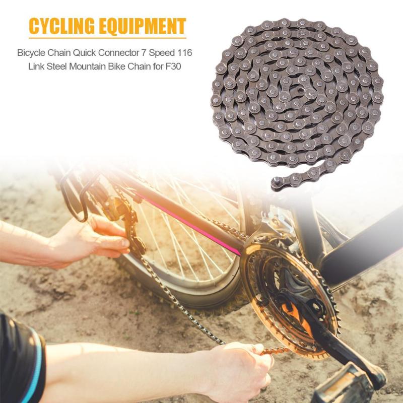 Hot Sale Bicycle Chain Classic Delicate Bicycle Chain Quick Connector 7 Speed 116 Link Steel Mountain Bike Chain for F51-ebowsos