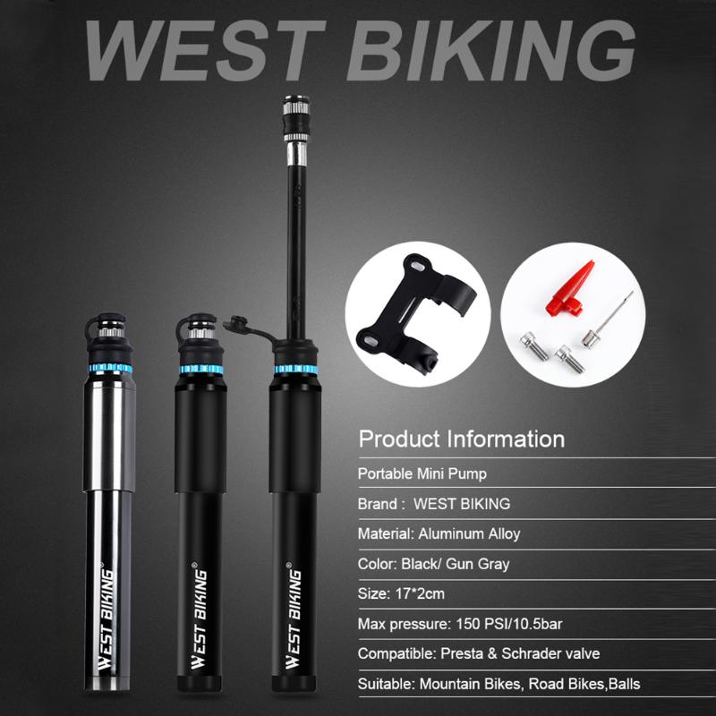 Hot Sale Bicycle Mini Air Pump 150PSI Presta/Schrader Valve Tire Inflator Mountain Road Bike Tyre Pump for Basketball-ebowsos