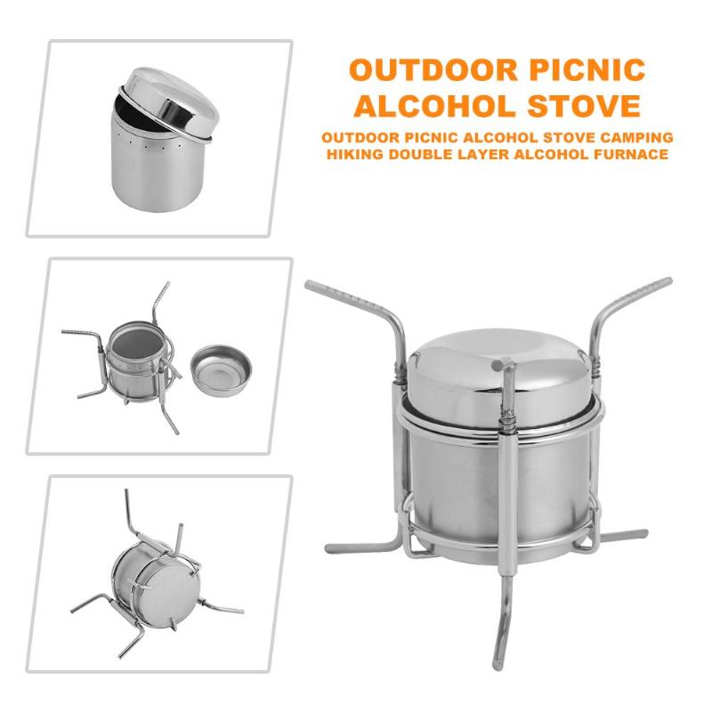 Hot Sale Burning Stove Stainless Steel Aluminium Alloy Outdoor Picnic Alcohol Stove Double Layer Alcohol Furnace Camping Hik-ebowsos