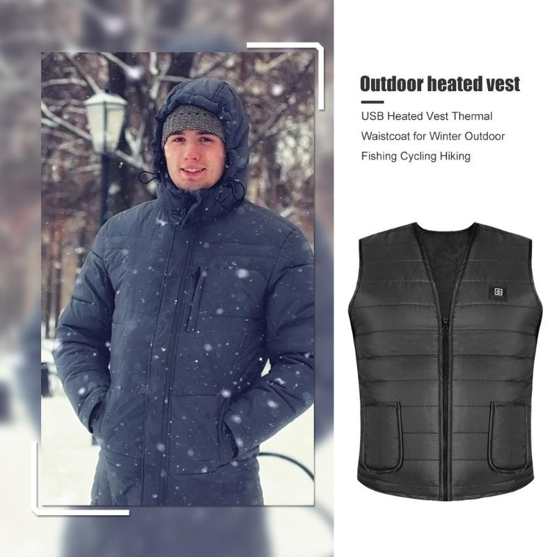 Hot Sale Cycling Vests Multi-function USB Electric Heated Vest Winter Fishing Cycling Thermal Waistcoat for Men Women-ebowsos