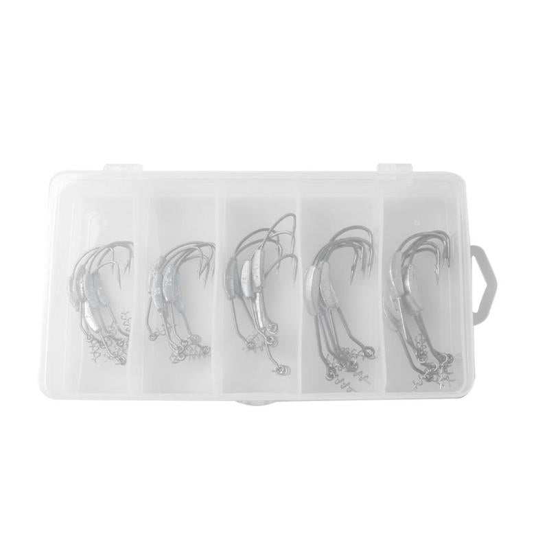 Hot Sale Fishhooks Multi-function 25x Fishing Hooks Steel Crank Hook for Soft Worm Bait 2g 2.5g 3g 5.25g 7g Silver-ebowsos