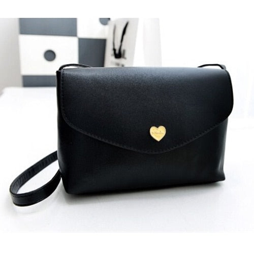 Hot Sale Heart Women Leather Handbags Cross Body Shoulder Bags Fashion Messenger Bags Small Women Bags black - ebowsos