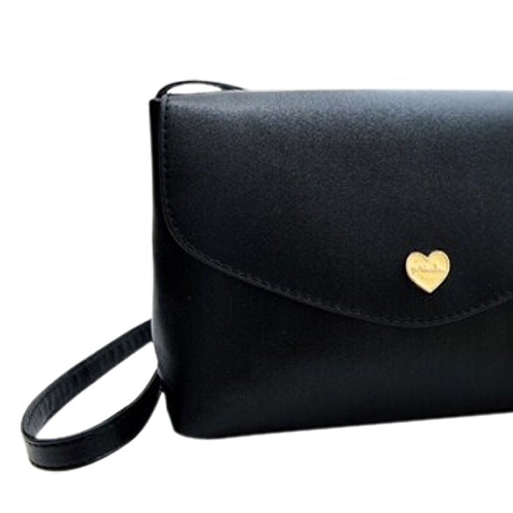 Hot Sale Heart Women Leather Handbags Cross Body Shoulder Bags Fashion Messenger Bags Small Women Bags black - ebowsos