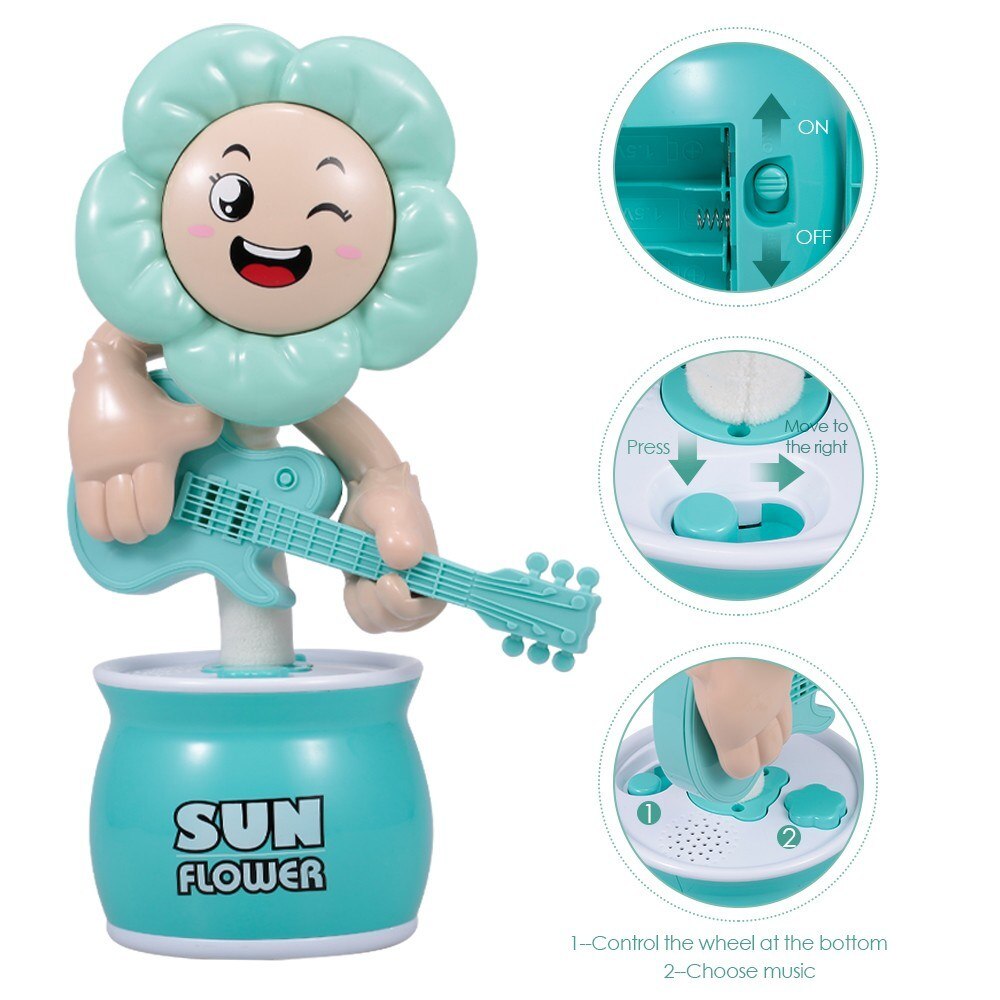 Hot Sale Musical Sun Flower Toys Baby Electric Music Singing Dancing Toy With Guitar For Kids Gift-ebowsos