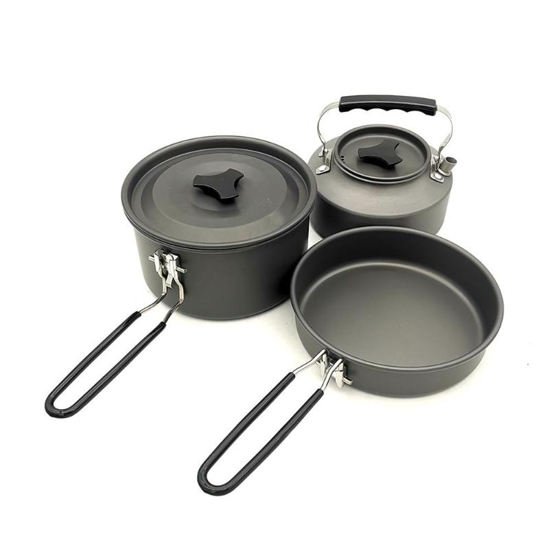 Hot Sale Outdoor Tableware Delicate Design Aluminum Alloy Cookware Portable Soup Pot Fry Pan Rice Scoop for Outdoor Camping-ebowsos