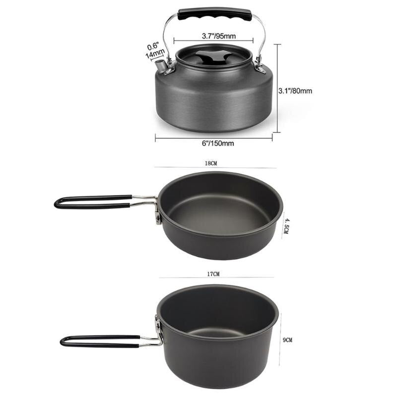 Hot Sale Outdoor Tableware Delicate Design Aluminum Alloy Cookware Portable Soup Pot Fry Pan Rice Scoop for Outdoor Camping-ebowsos