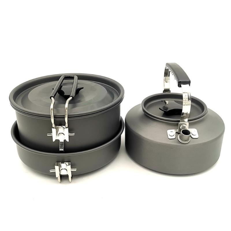 Hot Sale Outdoor Tableware Delicate Design Aluminum Alloy Cookware Portable Soup Pot Fry Pan Rice Scoop for Outdoor Camping-ebowsos