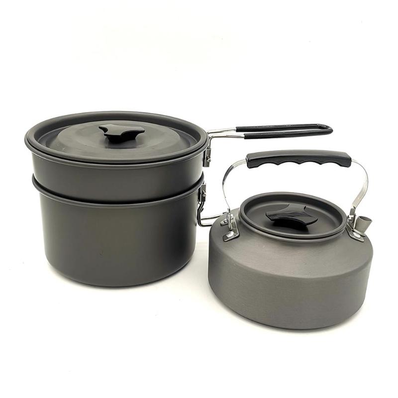 Hot Sale Outdoor Tableware Delicate Design Aluminum Alloy Cookware Portable Soup Pot Fry Pan Rice Scoop for Outdoor Camping-ebowsos