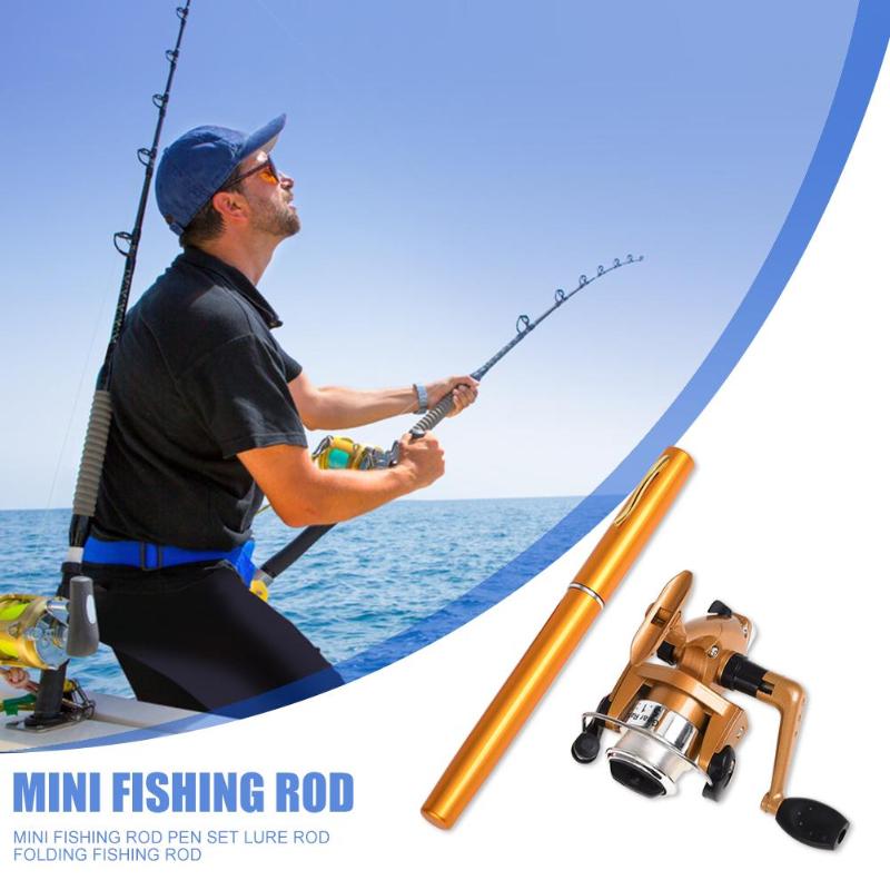 Hot Sale Rod Combo Multi-function Portable Portable Pocket Telescopic Mini Fishing Pole Pen Shaped Fishing Rod Reel Combo-ebowsos