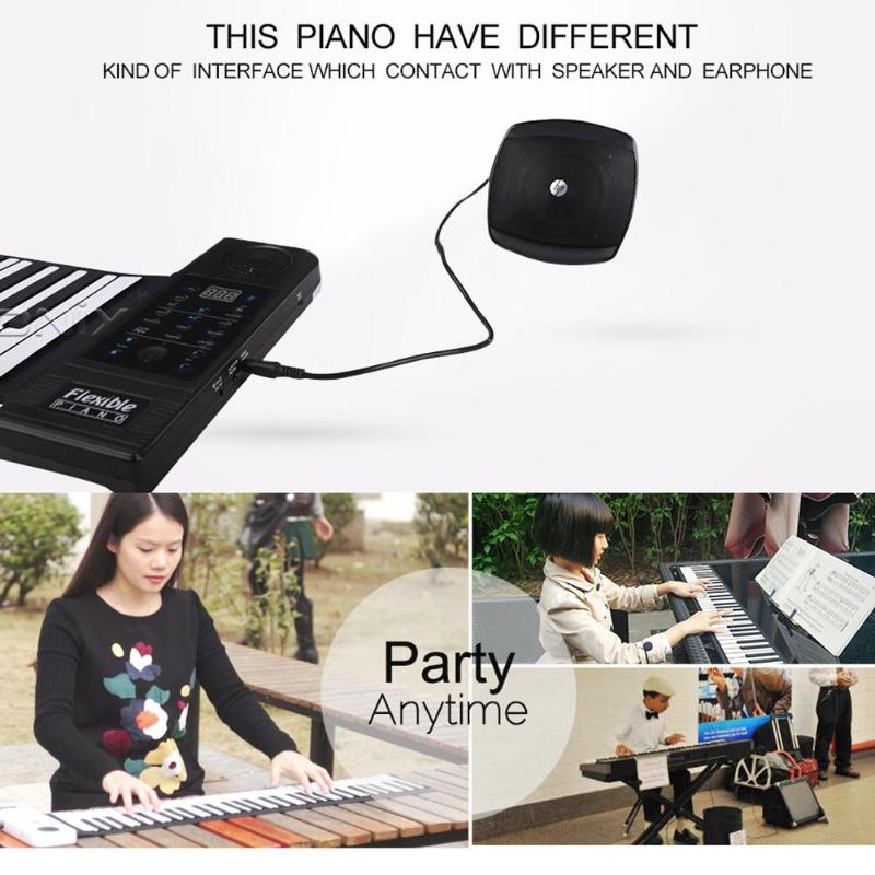 Hot Sale Roll Up Piano Delicate Texture 61 Keys Flexible Roll Up Piano Portable Silicone Soft Keyboard Piano w/o Battery-ebowsos