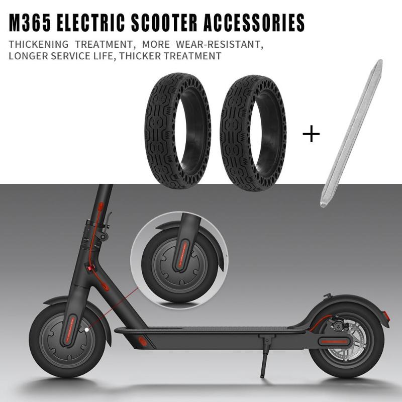 Hot Sale Skateboard Front Rear Tyres Solid 2pcs Tires Non-slip Scooter Skateboard Front Rear Tyres with Crowbar for M365-ebowsos