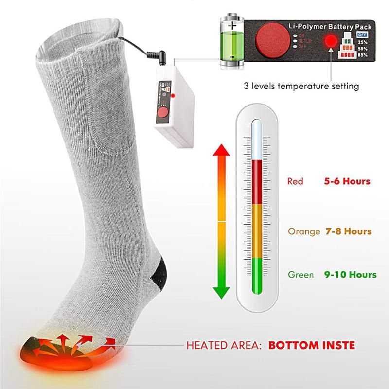 Hot Sale Socks Classic Delicate Texture Heated Socks 3 Modes Rechargeable Foot Warmer Electric Heating Thermal Socks-ebowsos