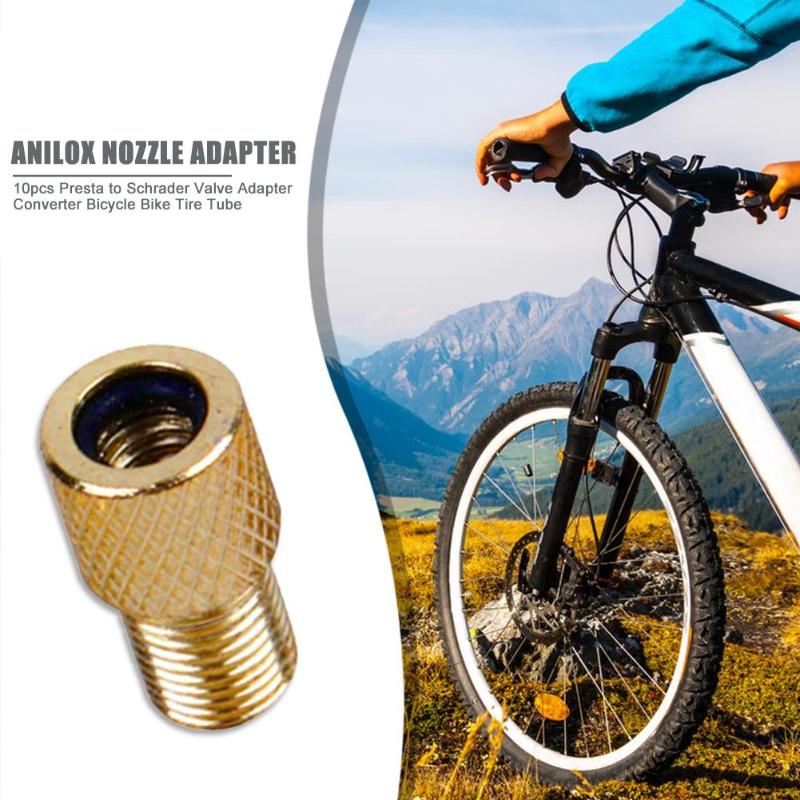 Hot Sale Valve Adapters Multi-function 10x Brass Adaptor Presta to Schrader Bicycle Valve Converter Bike Pump Connector-ebowsos