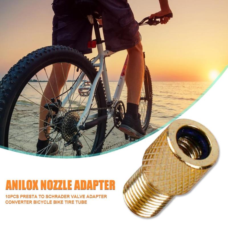 Hot Sale Valve Adapters Multi-function 10x Brass Adaptor Presta to Schrader Bicycle Valve Converter Bike Pump Connector-ebowsos