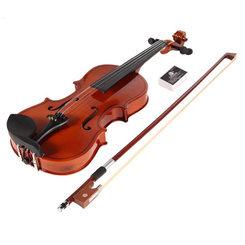 Hot Sale Violin Set Skillful Manufacture Splint Bright Acoustic Violin Fiddle w/Rosin Case Bow Muffler Exerciser Set-ebowsos