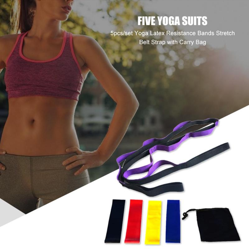 Hot Sale Yoga Belts Multi-function 6pcs/set Yoga Latex Rubber Resistance Bands Stretch Belt Strap Fitness Equipment-ebowsos