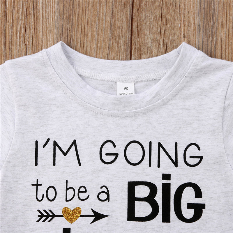 Hot sale Casual Kid Baby Girl Letter T shirts Summer Short sleeves Tees Top Big Sister Gift - ebowsos