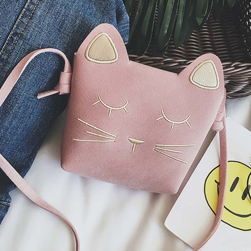 Hot sale Cute Cat Girls Purse handbag Children Kid Cross-body shoulder bag Christmas Gift, Pink - ebowsos