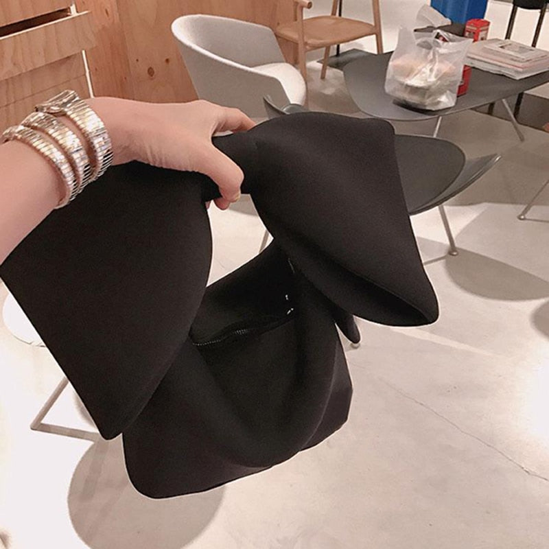 Hot sale Designer Women Handbags Bow Day Clutches Bag Ladies Evening Party Clutches Black Handbag Shoulder Bag(Black) - ebowsos