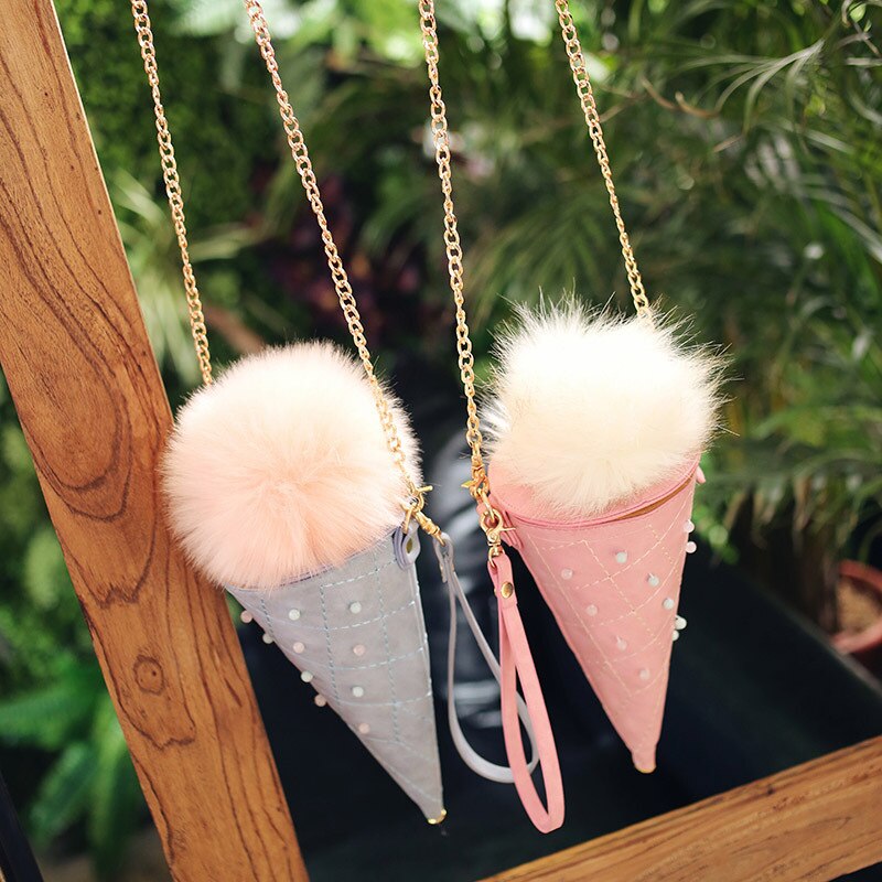 Hot sale Fashion Cute Ice Cream Cone Ladies Hand Bags Candy Color Woman Bags Mini Coin Bag Girl Tapered Crossbody Bag for phon - ebowsos