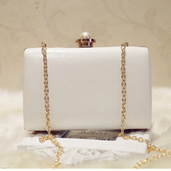 Hot sale Fashion Women Leather Evening Bag Dinner Party Lady Wedding Flower Clutch Purse(white) - ebowsos