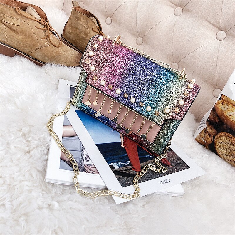 Hot sale Korean Version of the New Fashion Sequins Hit Organ Small Package Wild Casual Shoulder Messenger Messenger Bag - ebowsos