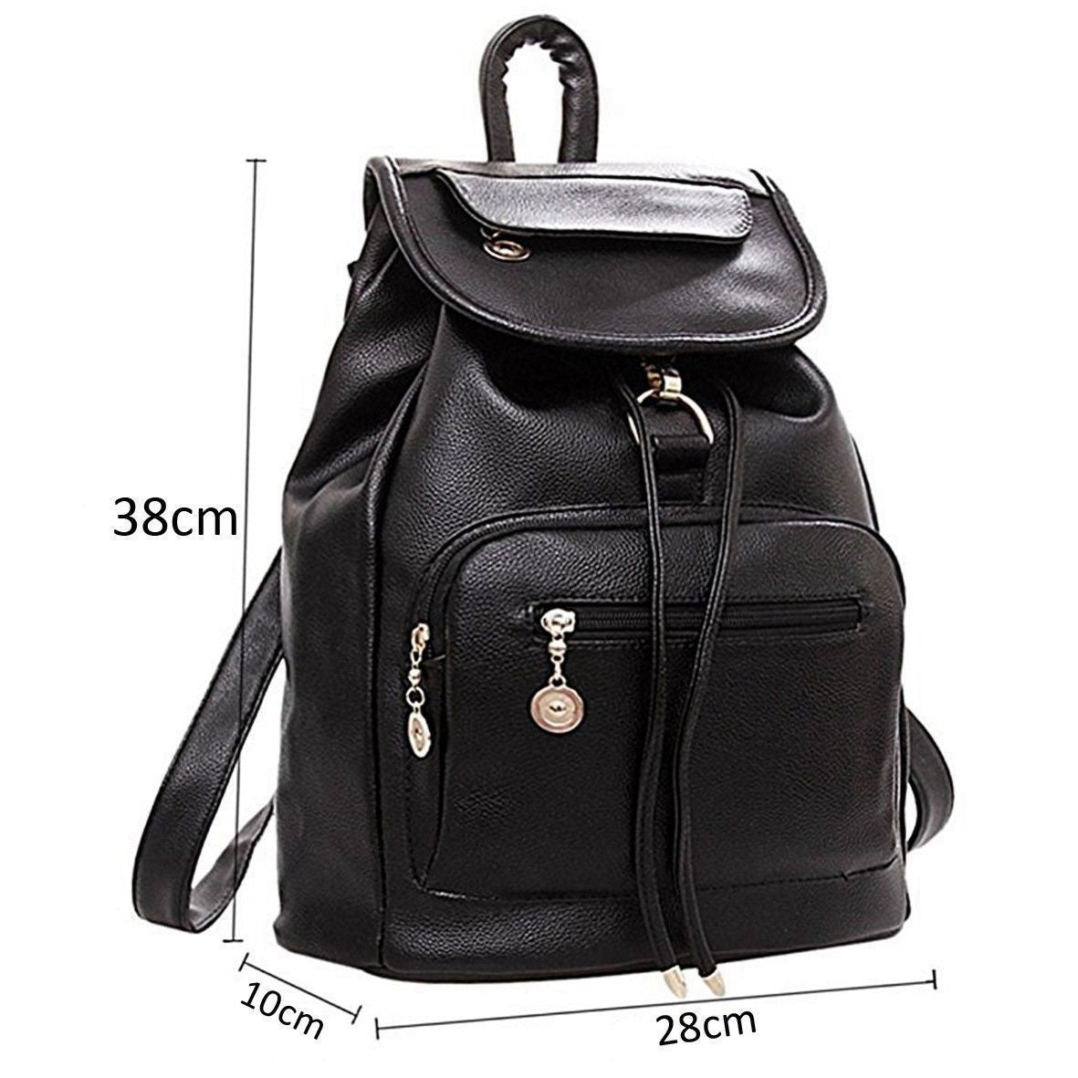 Hot sale Lady Women Leather Backpack School Rucksack College Shoulder Satchel Travel Bag - ebowsos