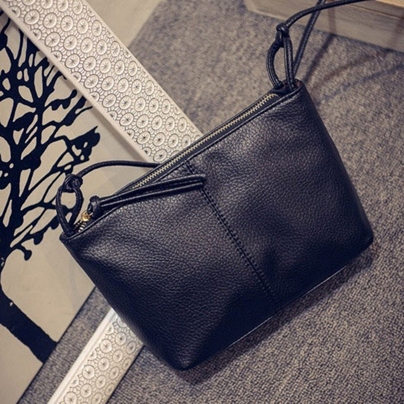 Hot sale New Fashion Black Women Messenger Bag Designer Handbags Zipper Leather Crossbody Handbags Women Famous Shoulder Bag - ebowsos