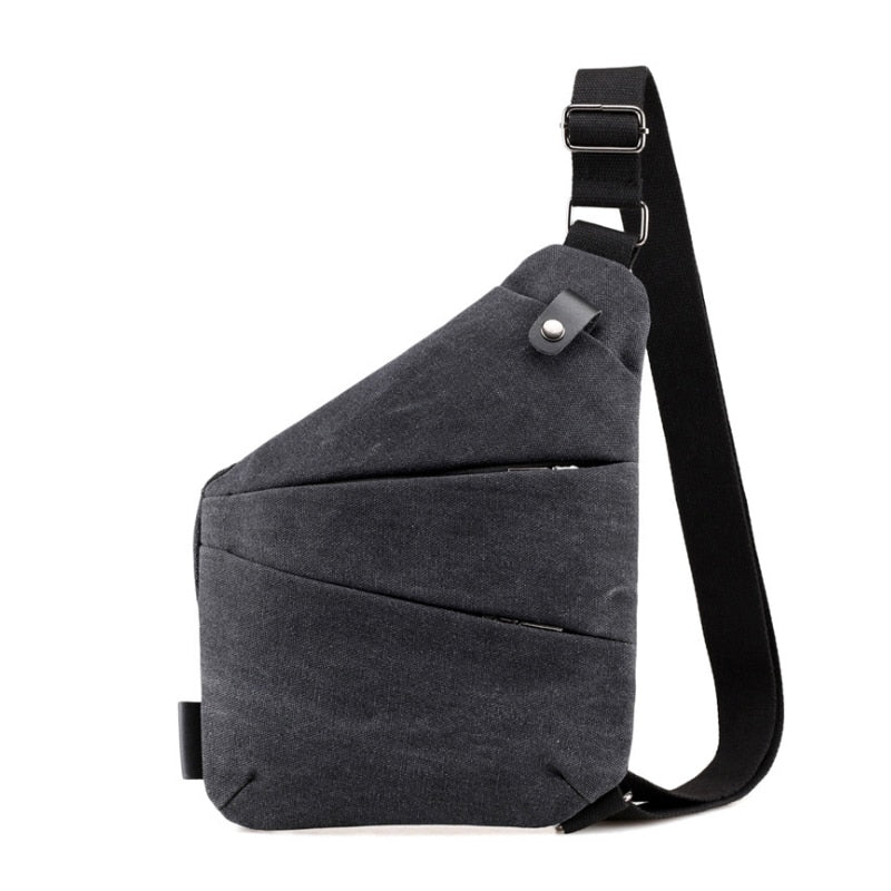 Hot sale New Fashion men bag Sling Casual Canvas Chest Bag Simple Single Shoulder Bag for Men Anti Theft Crossbody Bags(Black) - ebowsos