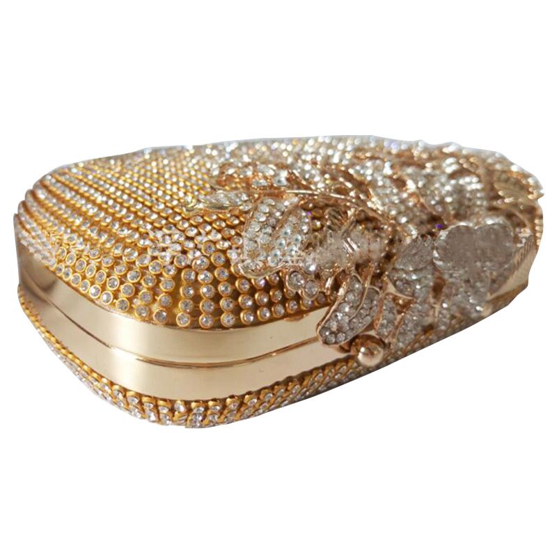 Hot sale Unique Gold Rhinestone Evening bag Clutch Purse Party Bridal Prom - ebowsos