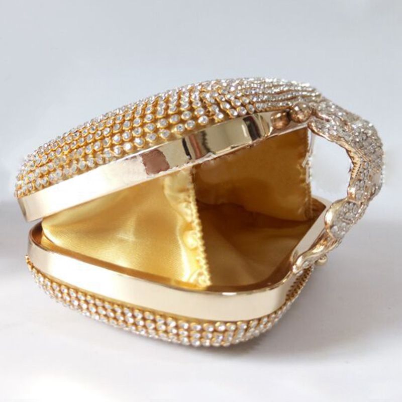 Hot sale Unique Gold Rhinestone Evening bag Clutch Purse Party Bridal Prom - ebowsos