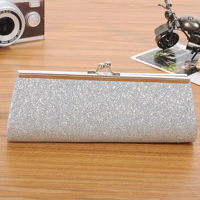 Hot sale Women Glitter Clutch Purse Evening Party Wedding Banquet Handbag Shoulder Bag - ebowsos