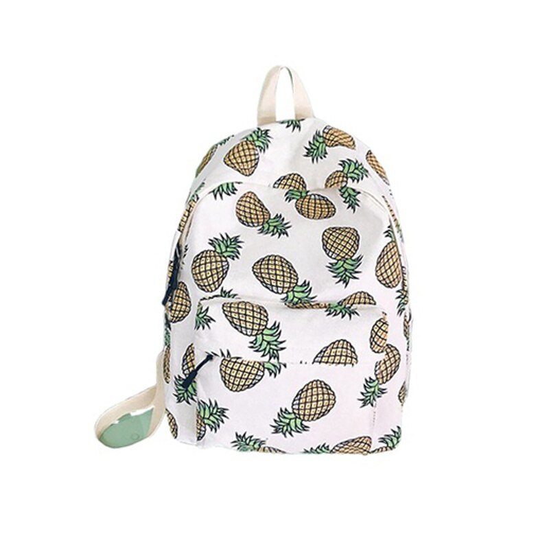 Hot sale Women Pineapple Print Canvas Backpack School Shoulder Book Bag Travel Bags - ebowsos