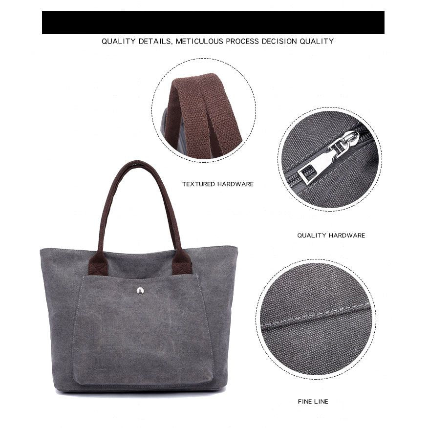 Hot sale Women's Bags Shoulder Bag Solid Canvas Bag Totes Female Canvas Handbags Ladies Designers Fashion Hand Bag Casual(gray - ebowsos