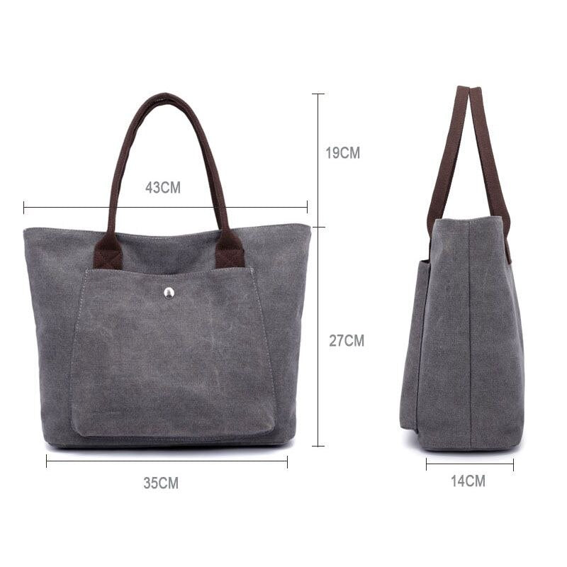 Hot sale Women's Bags Shoulder Bag Solid Canvas Bag Totes Female Canvas Handbags Ladies Designers Fashion Hand Bag Casual(gray - ebowsos