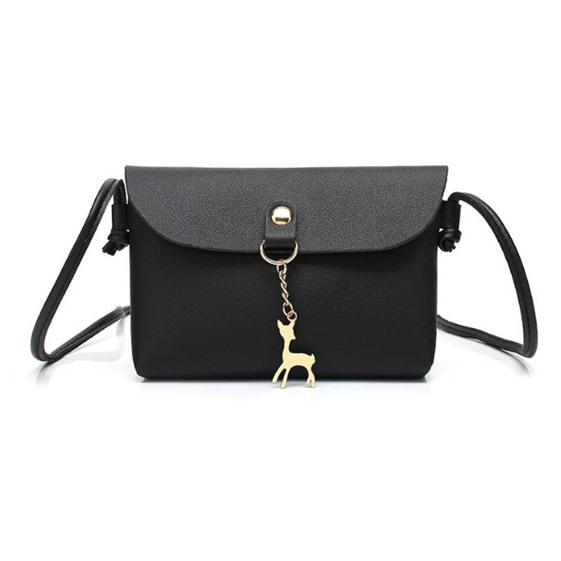 Hot sale Women's Vintage Small Deer Pendant PU Leather Crossbody Shoulder Bag Trendy Gifts - ebowsos