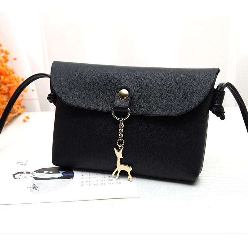 Hot sale Women's Vintage Small Deer Pendant PU Leather Crossbody Shoulder Bag Trendy Gifts - ebowsos