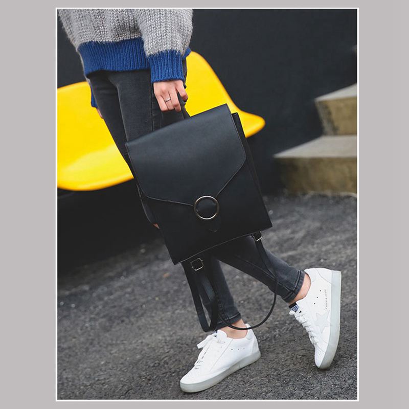 Hot sale women PU Leather Retro Female bag schoolbags Teenage Girl High Quality Travel books Rucksack Shoulder Bags(B - ebowsos