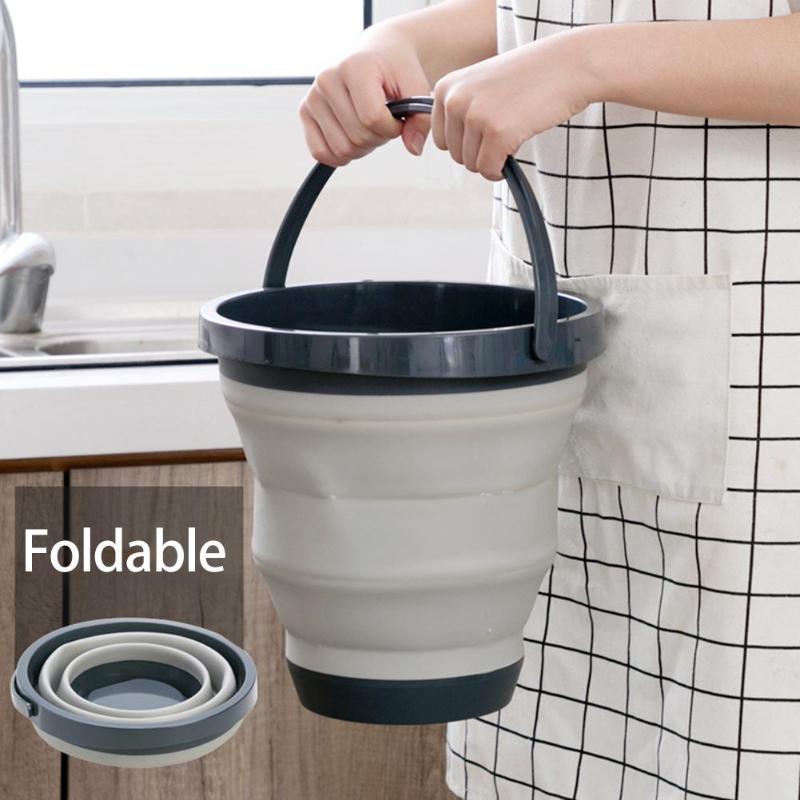 Household Folding Bucket Outdoor Travel Camping Fishing Car Travel Hiking Portable Vegetable Fruit Cleaning Bucket Tools - ebowsos