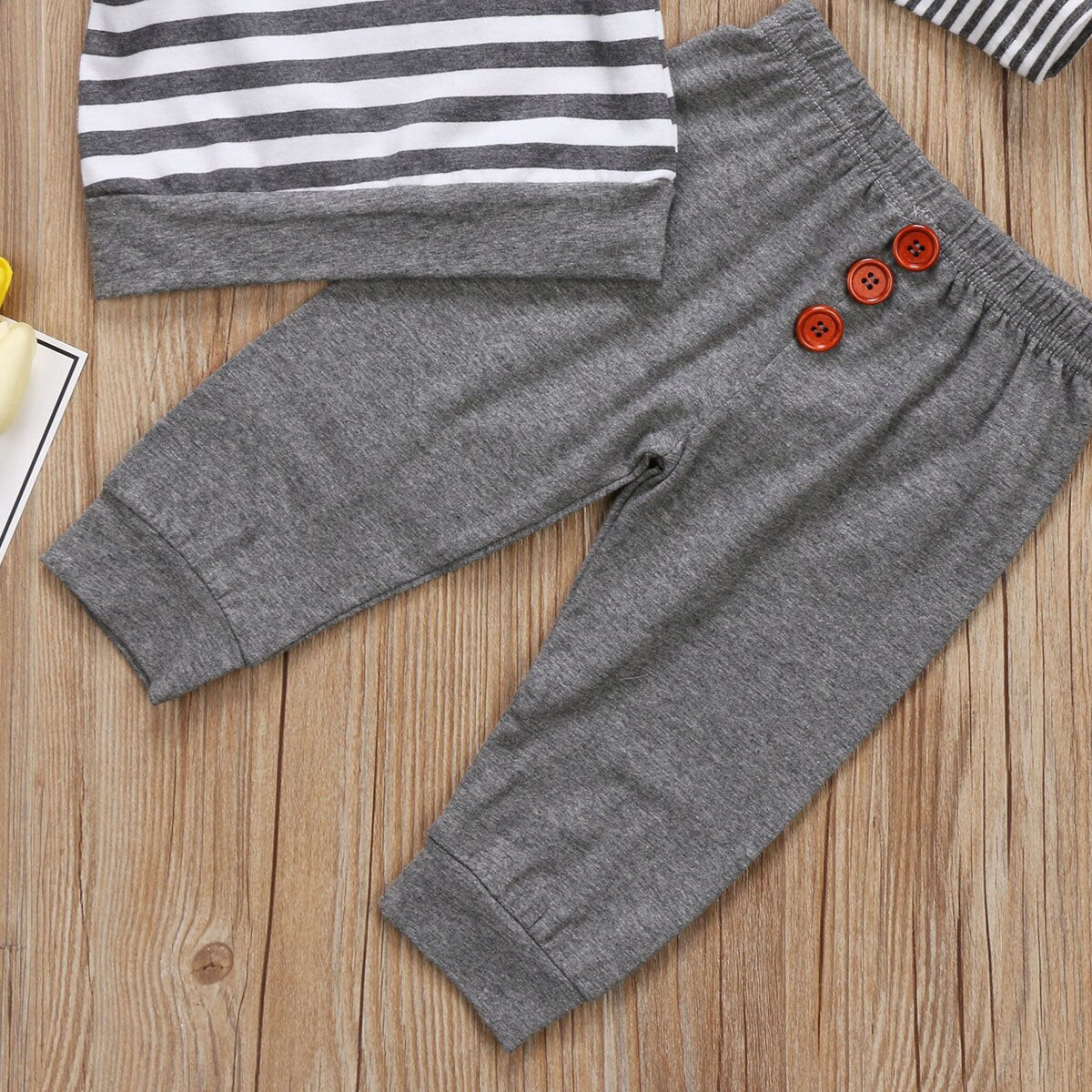 Infant Baby Boy Girl Striped Top Cotton Long Sleeve T-Shirt Warm Pants Outfit Set Clothes 2Pcs - ebowsos