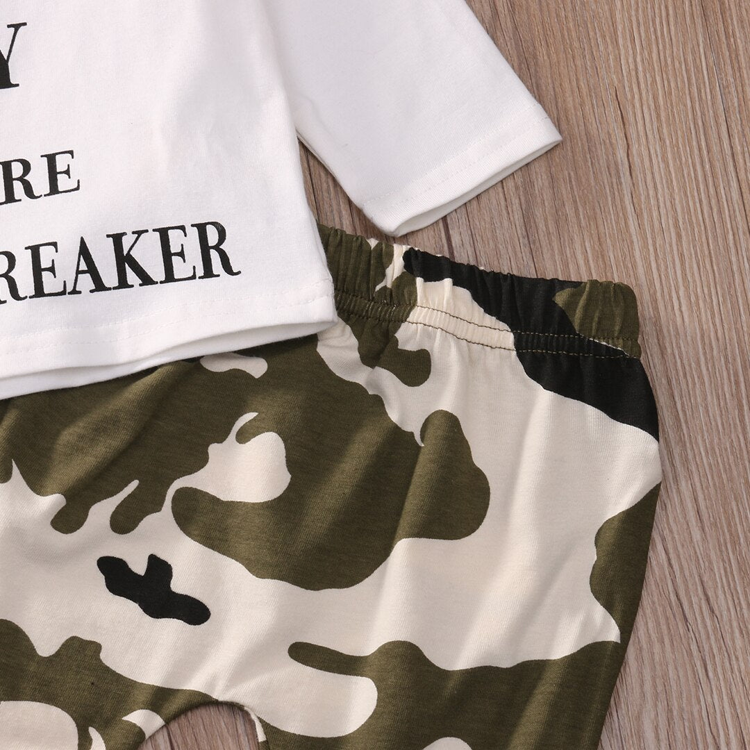 Infant Baby Boys Kids T-shirt Long Sleeve Letter Tops+Camouflage Pants Outfits Clothes Set 2PCS 0-24M - ebowsos