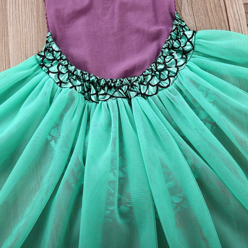 Infant Baby Girl Mermaid Sequin Tulle Bodysuit Cute Sleeveless Jumpsuit Outfit Set Summer - ebowsos